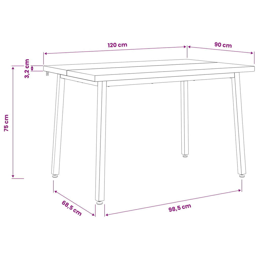 vidaXL Kwadratowy stół do jedzenia 120 x 90 x 75 cm Lite Drewno Akacji