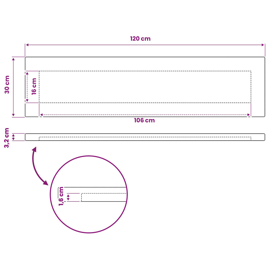 vidaXL Prostokątny Blat Stołu 120 x 30 x 3,2 cm Prostokątny