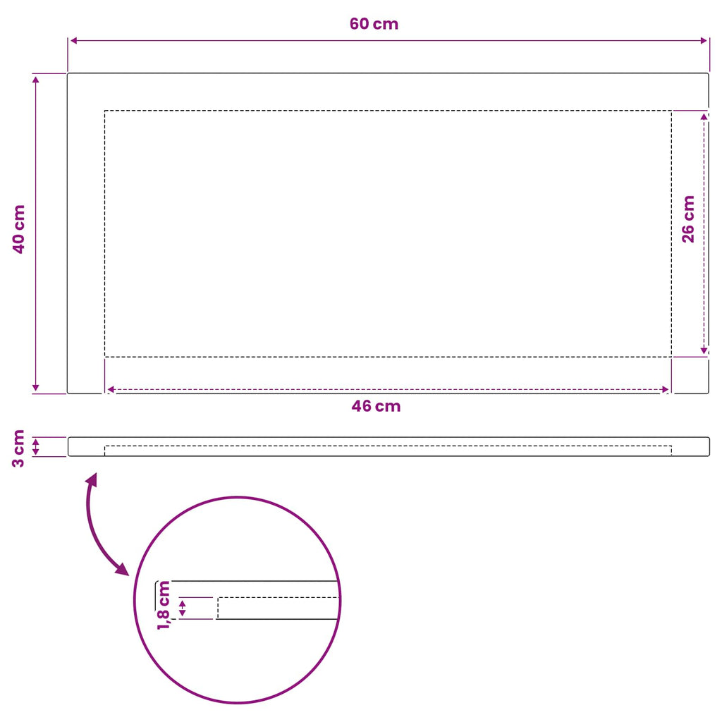vidaXL Prostokątny Blat Stołu 60 x 40 x 3 cm Prostokątny