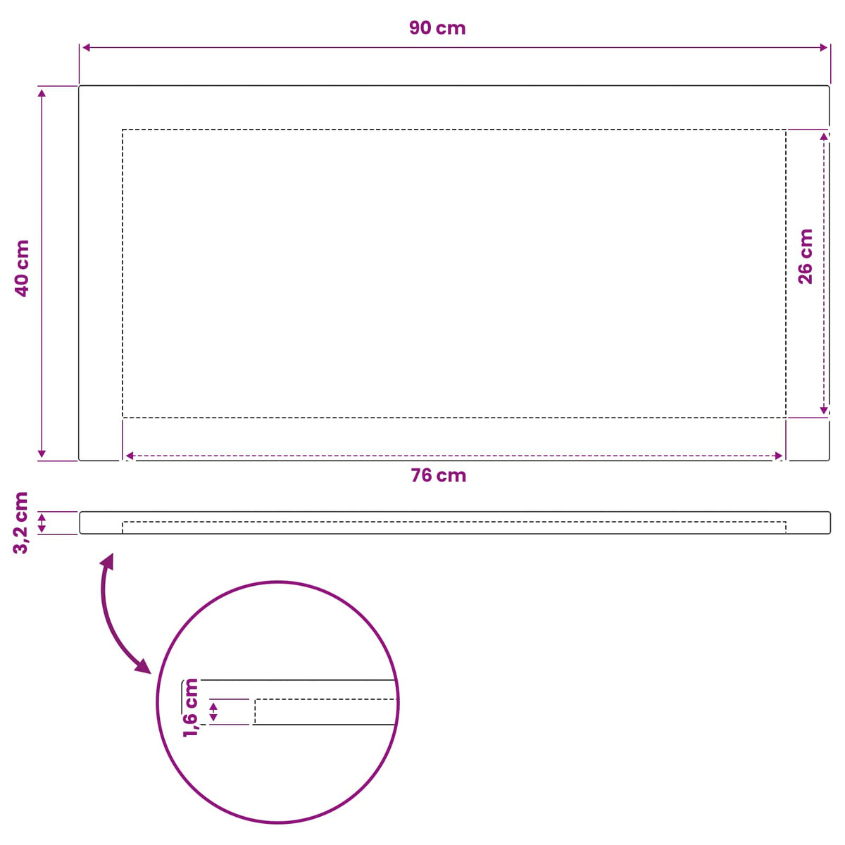 vidaXL Prostokątny Blat Stołu 90 x 40 x 3,2 cm Prostokątny