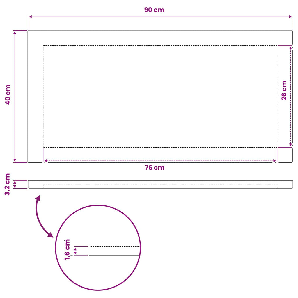 vidaXL Prostokątny Blat Stołu 90 x 40 x 3,2 cm Prostokątny