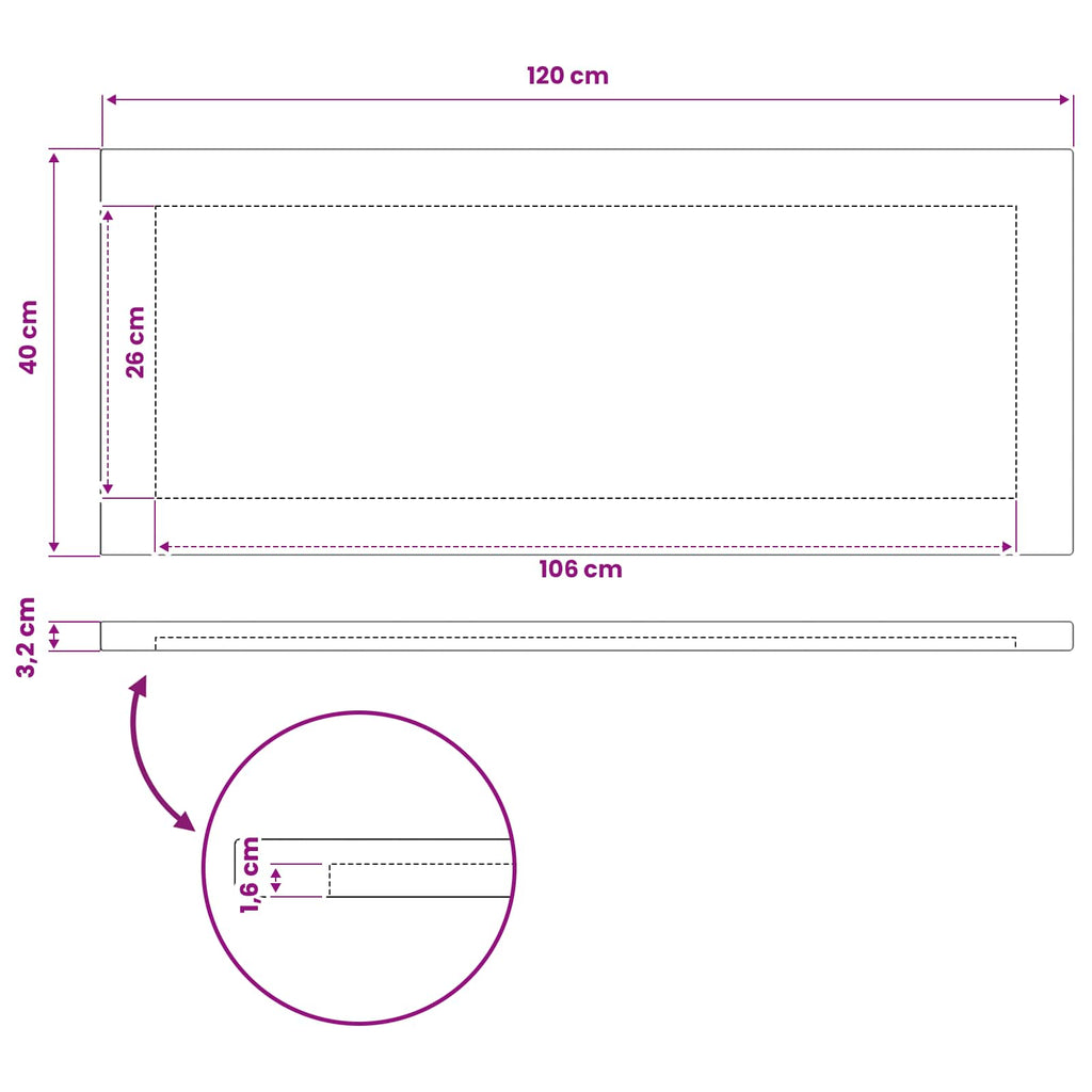 vidaXL Prostokątny Blat Stołu 120 x 40 x 3,2 cm Prostokątny