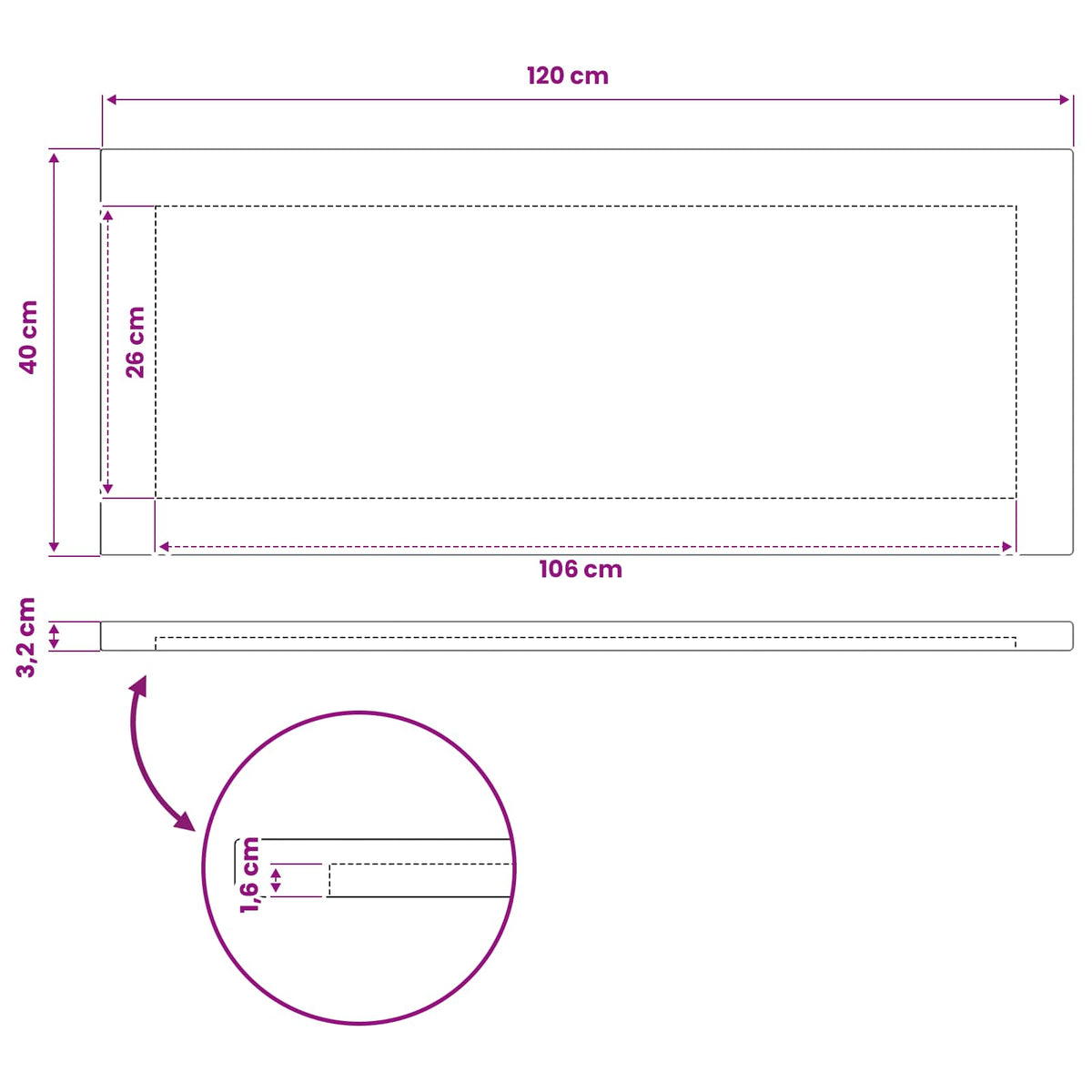 vidaXL Prostokątny Blat Stołu 120 x 40 x 3,2 cm Prostokątny
