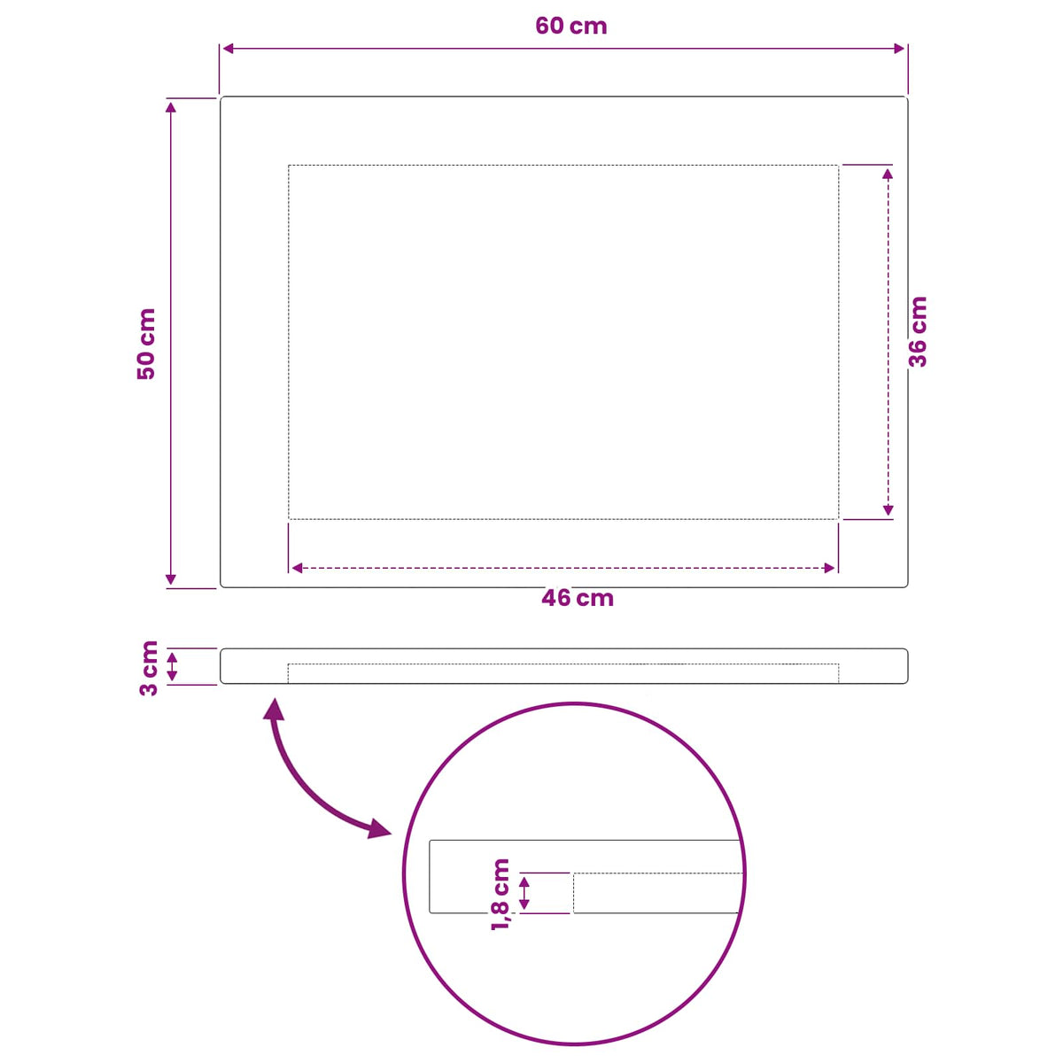 vidaXL Prostokątny Blat Stołu 60 x 50 x 3 cm Prostokątny