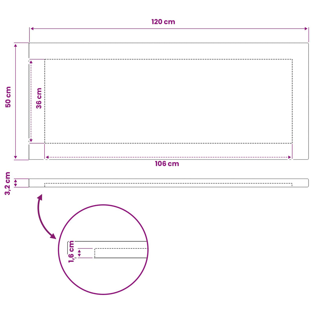 vidaXL Prostokątny Blat Stołu 120 x 50 x 3,2 cm Prostokątny