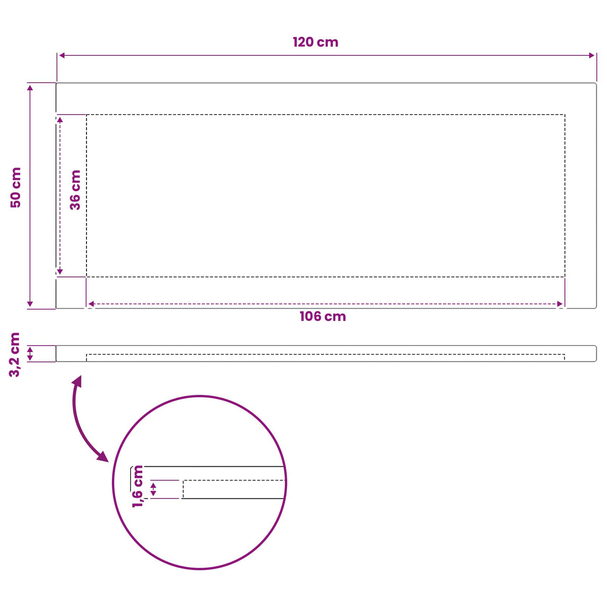 vidaXL Prostokątny Blat Stołu 120 x 50 x 3,2 cm Prostokątny