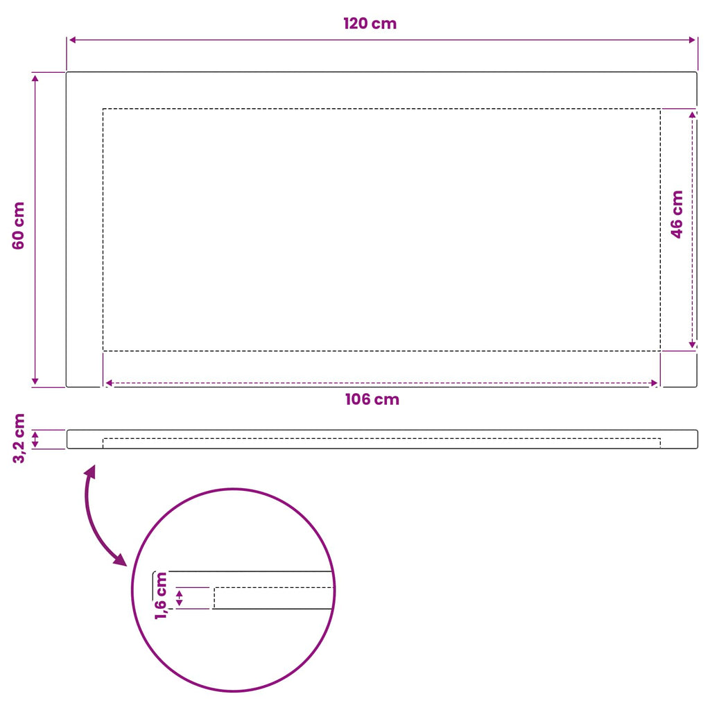 vidaXL Prostokątny Blat Stołu 120 x 60 x 3,2 cm Prostokątny