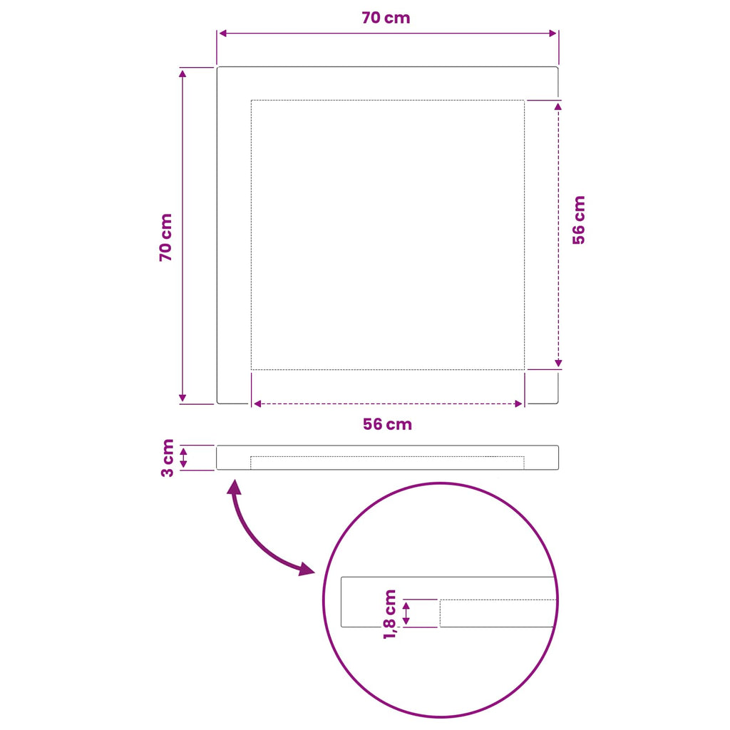 vidaXL Prostokątny Blat Stołu 70 x 70 x 3,5 cm Kwadrat Ciemny brąz