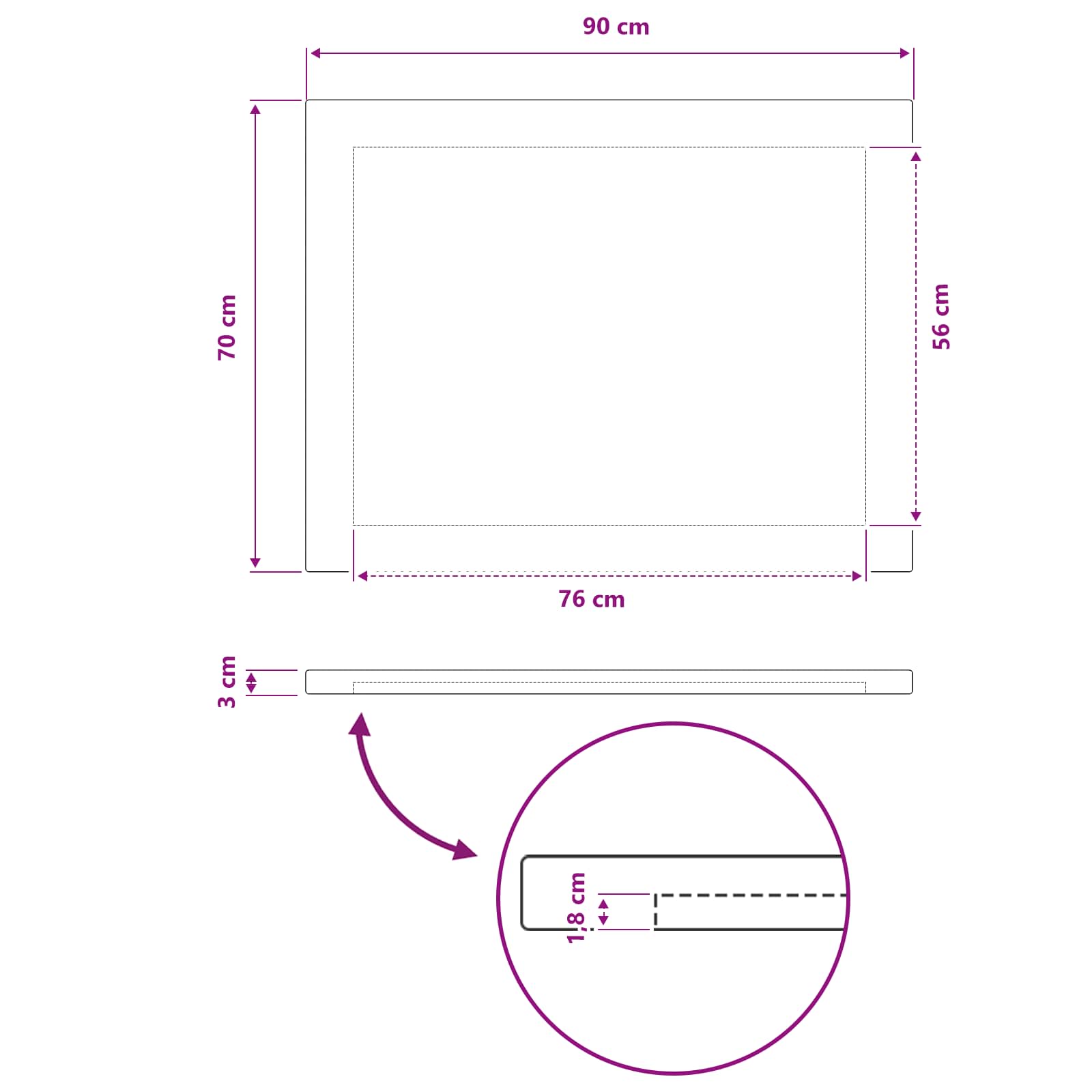 vidaXL Prostokątny Blat Stołu 90 x 50 x 3,5 cm Prostokątny Biały