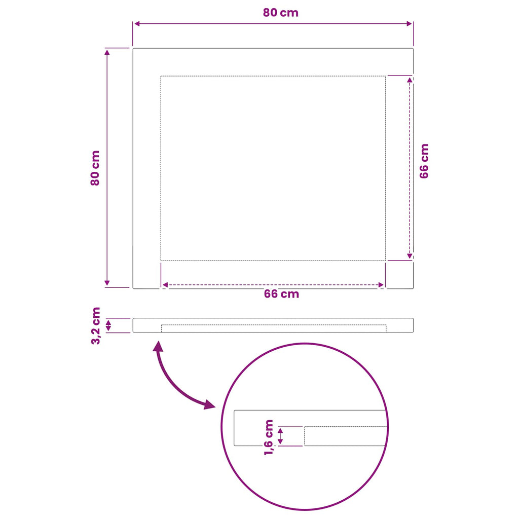vidaXL Prostokątny Blat Stołu 80 x 80 x 3,2 cm Kwadrat