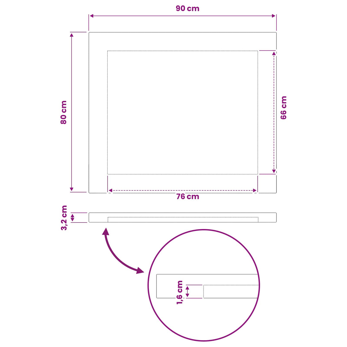 vidaXL Prostokątny Blat Stołu 90 x 80 x 3,2 cm Prostokątny