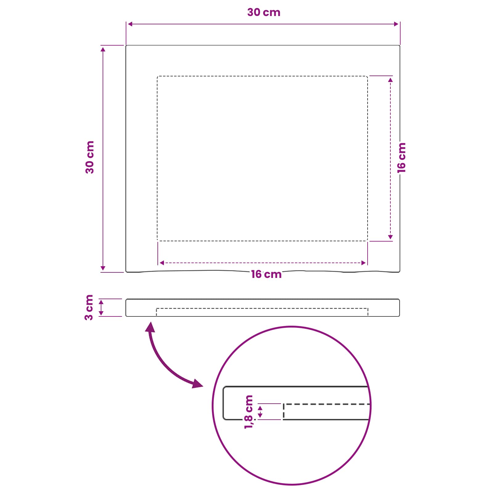 vidaXL Prostokątny Blat Stołu 30 x 30 x 3 cm Kwadrat