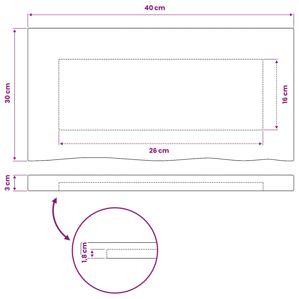 vidaXL Prostokątny Blat Stołu 40 x 30 x 3 cm Prostokątny