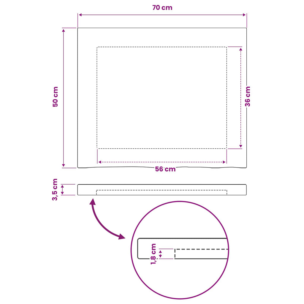 vidaXL Prostokątny Blat Stołu 70 x 50 x 3 cm Prostokątny