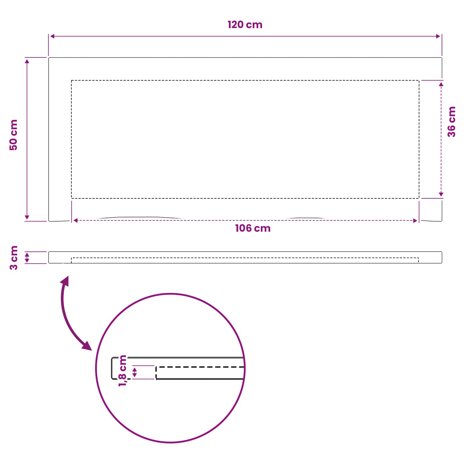 vidaXL Prostokątny Blat Stołu 120 x 50 x 3 cm Prostokątny