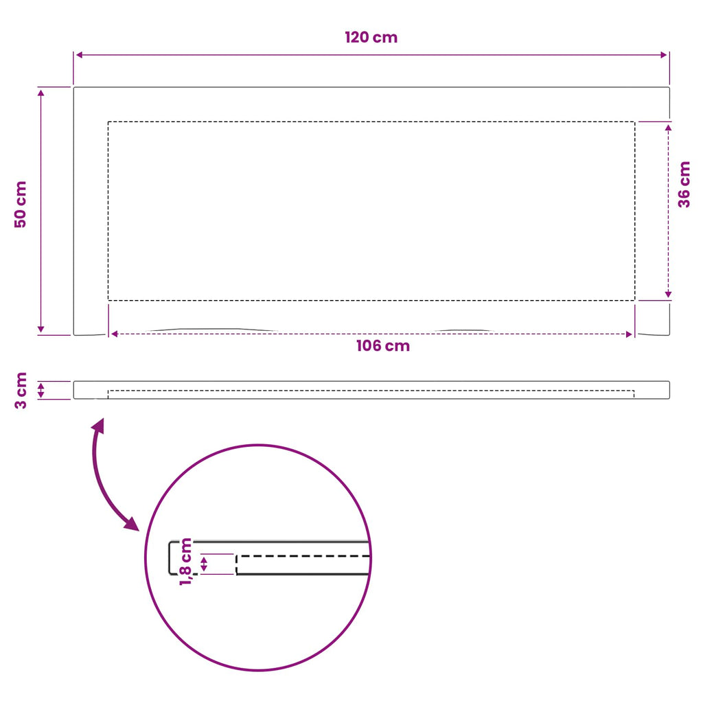 vidaXL Prostokątny Blat Stołu 120 x 50 x 3 cm Prostokątny