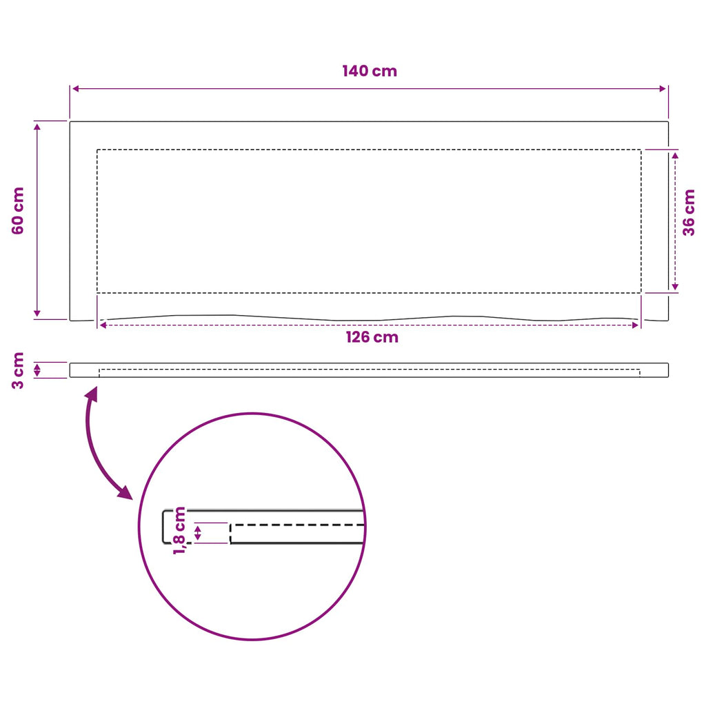 vidaXL Prostokątny Blat Stołu 140 x 50 x 3 cm Prostokątny