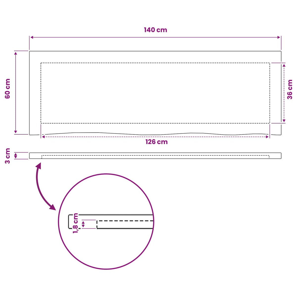 vidaXL Prostokątny Blat Stołu 140 x 50 x 3 cm Prostokątny
