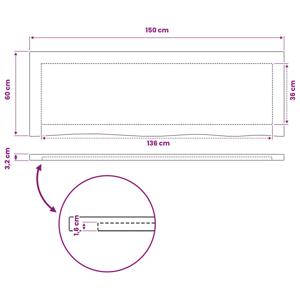 vidaXL Prostokątny Blat Stołu 150 x 50 x 3,2 cm Prostokątny