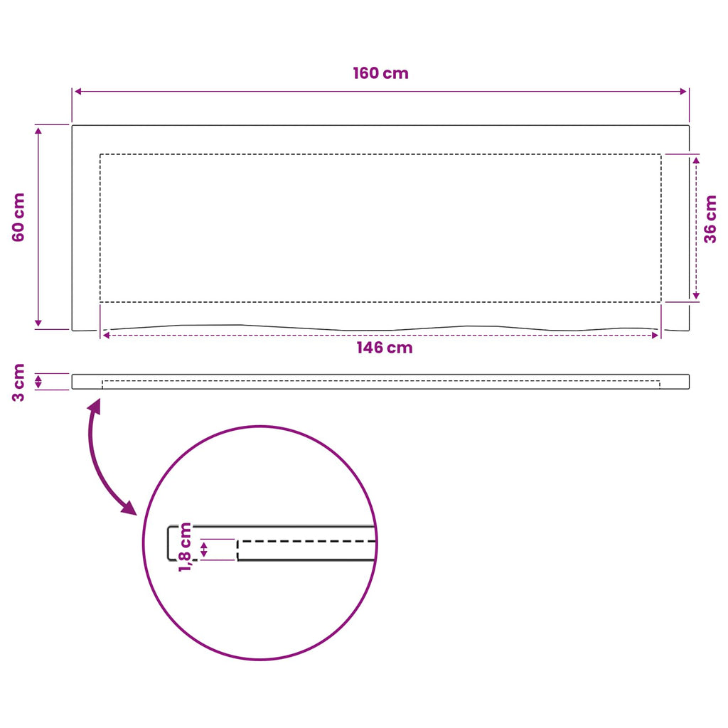 vidaXL Prostokątny Blat Stołu 160 x 50 x 3 cm Prostokątny