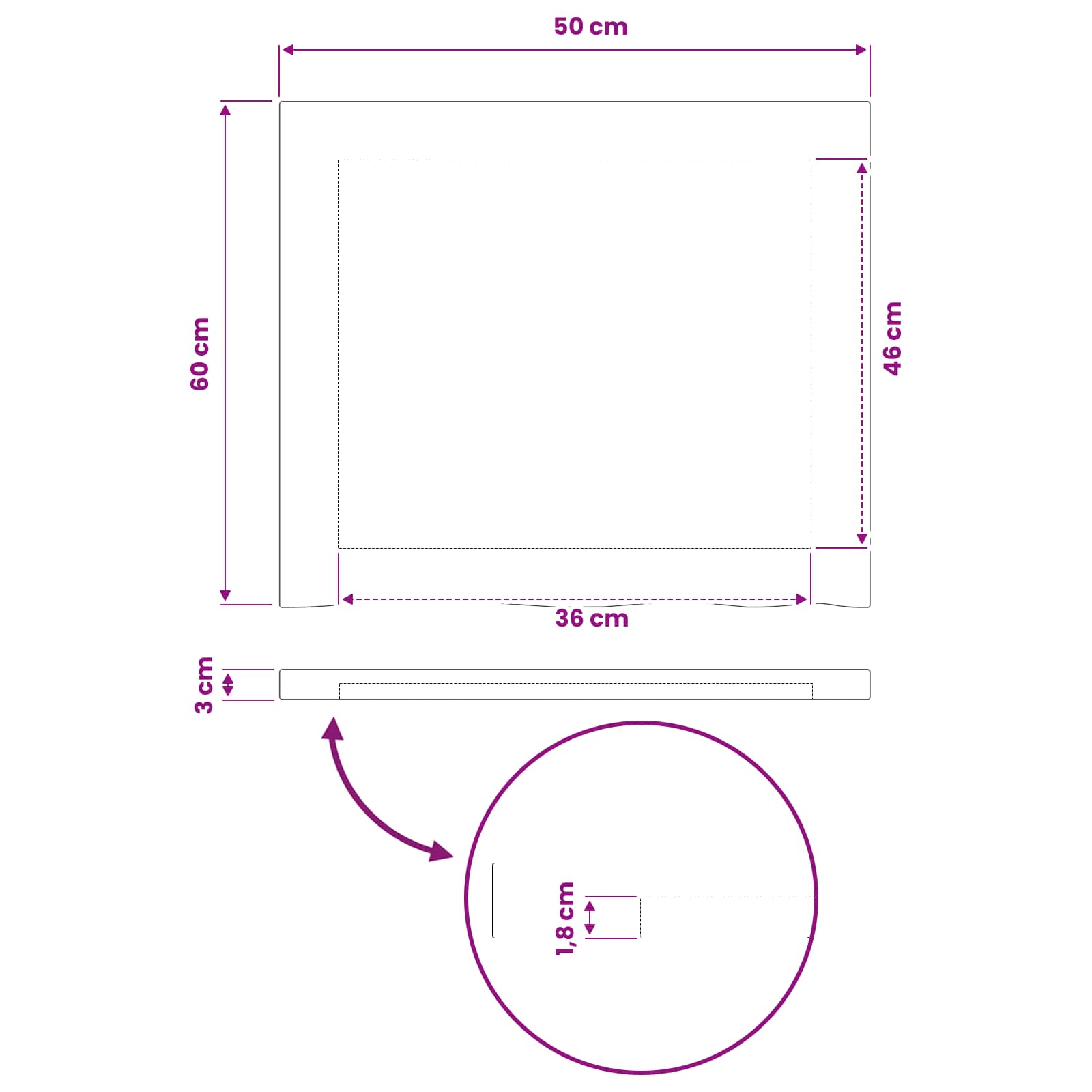 vidaXL Prostokątny Blat Stołu 50 x 60 x 3 cm Prostokątny