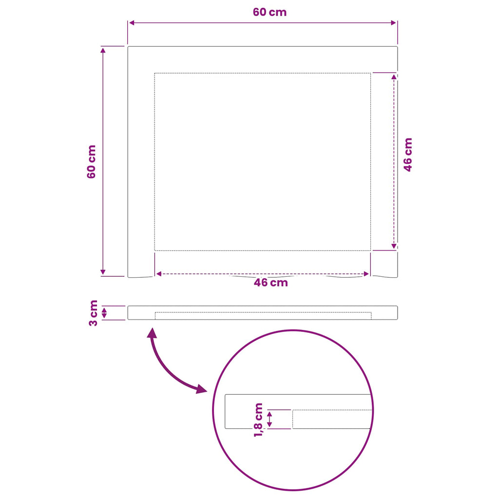 vidaXL Prostokątny Blat Stołu 60 x 60 x 3 cm Kwadrat