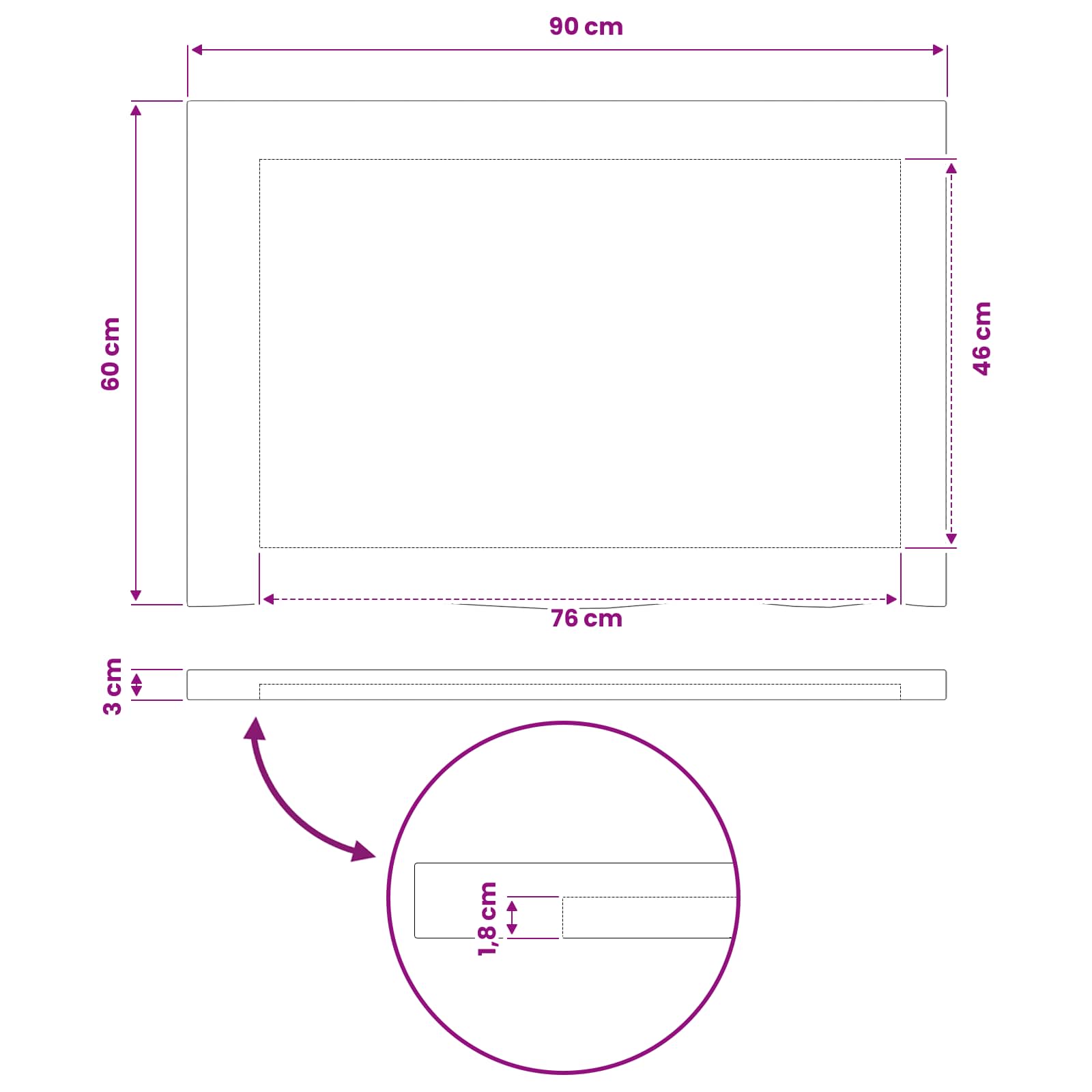 vidaXL Prostokątny Blat Stołu 90 x 60 x 3 cm Prostokątny