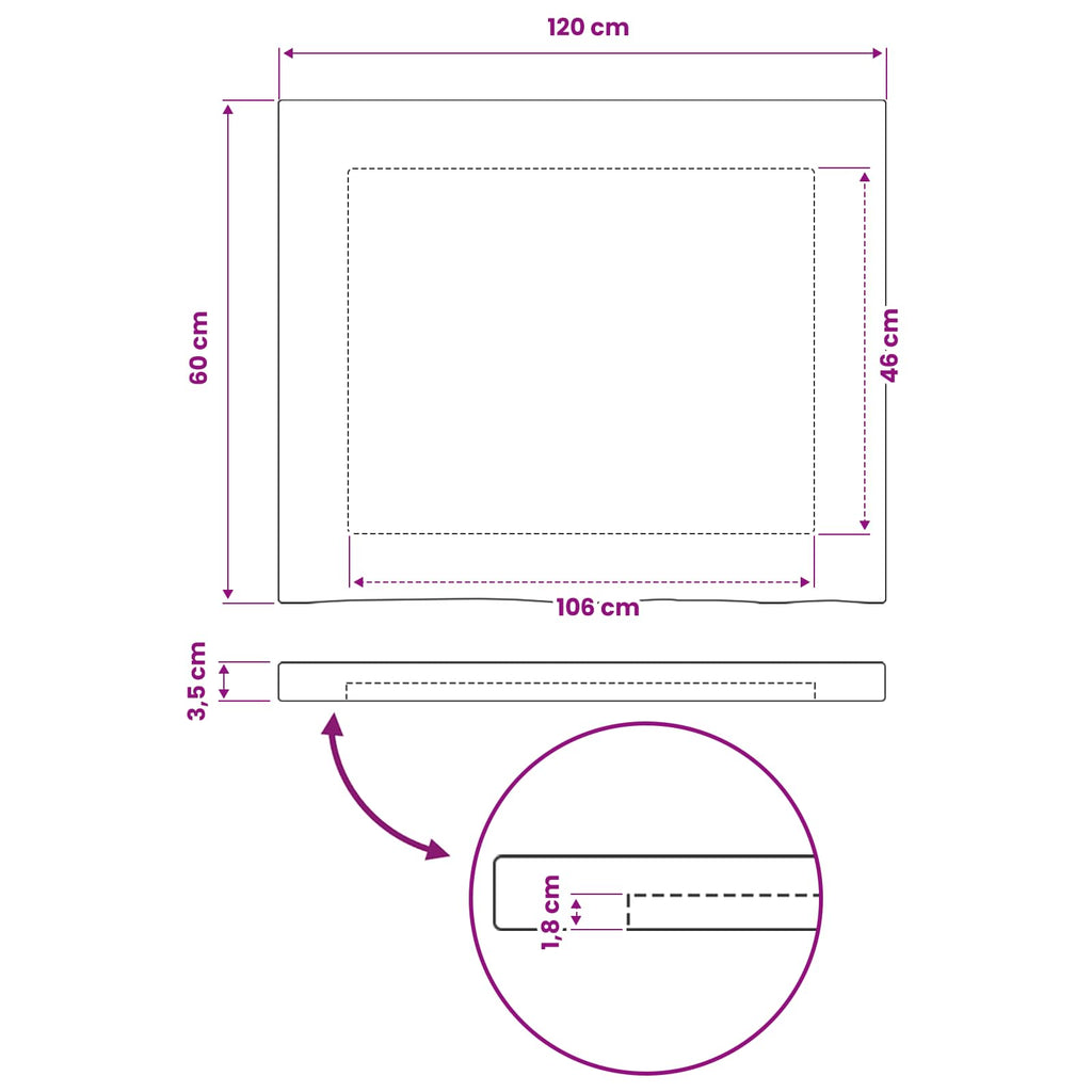 vidaXL Prostokątny Blat Stołu 120 x 60 x 3 cm Prostokątny