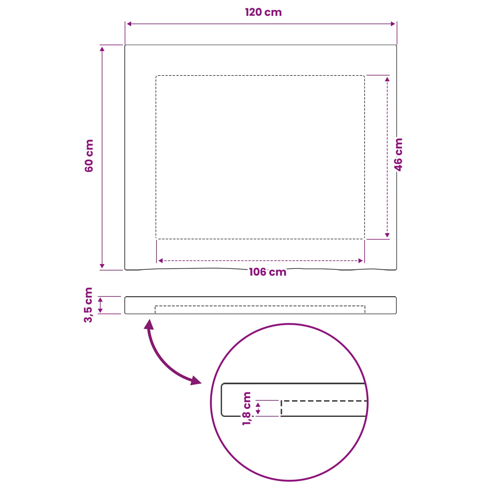 vidaXL Prostokątny Blat Stołu 120 x 60 x 3 cm Prostokątny