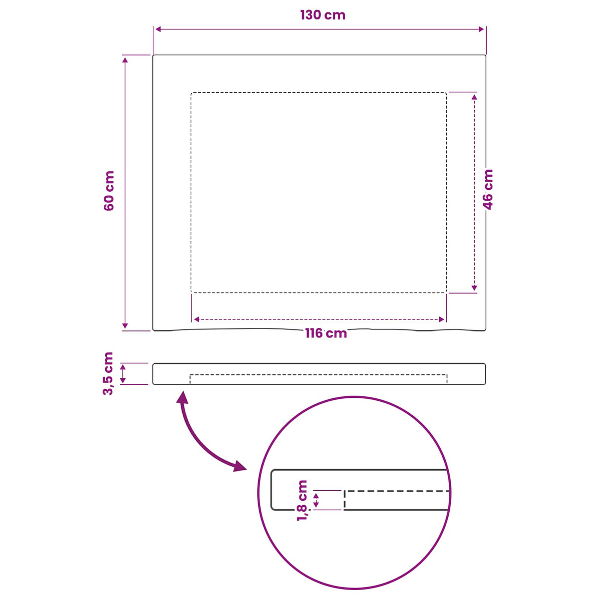 vidaXL Prostokątny Blat Stołu 130 x 60 x 3 cm Prostokątny