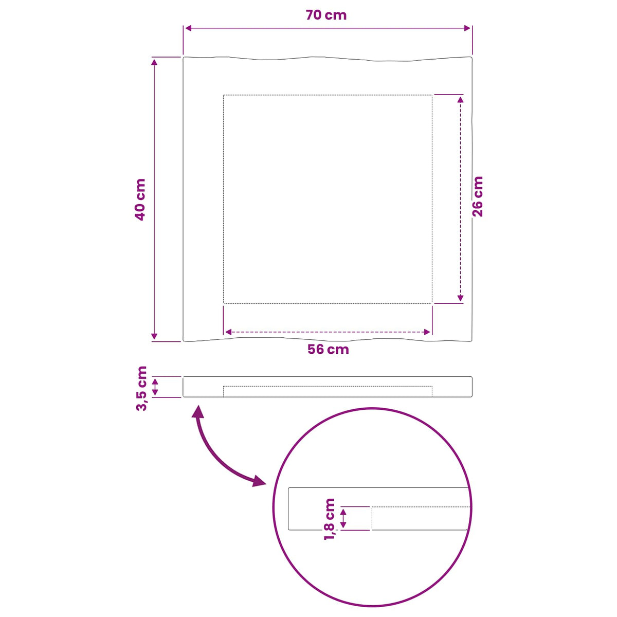 vidaXL Prostokątny Blat Stołu 70 x 40 x 3 cm Prostokątny