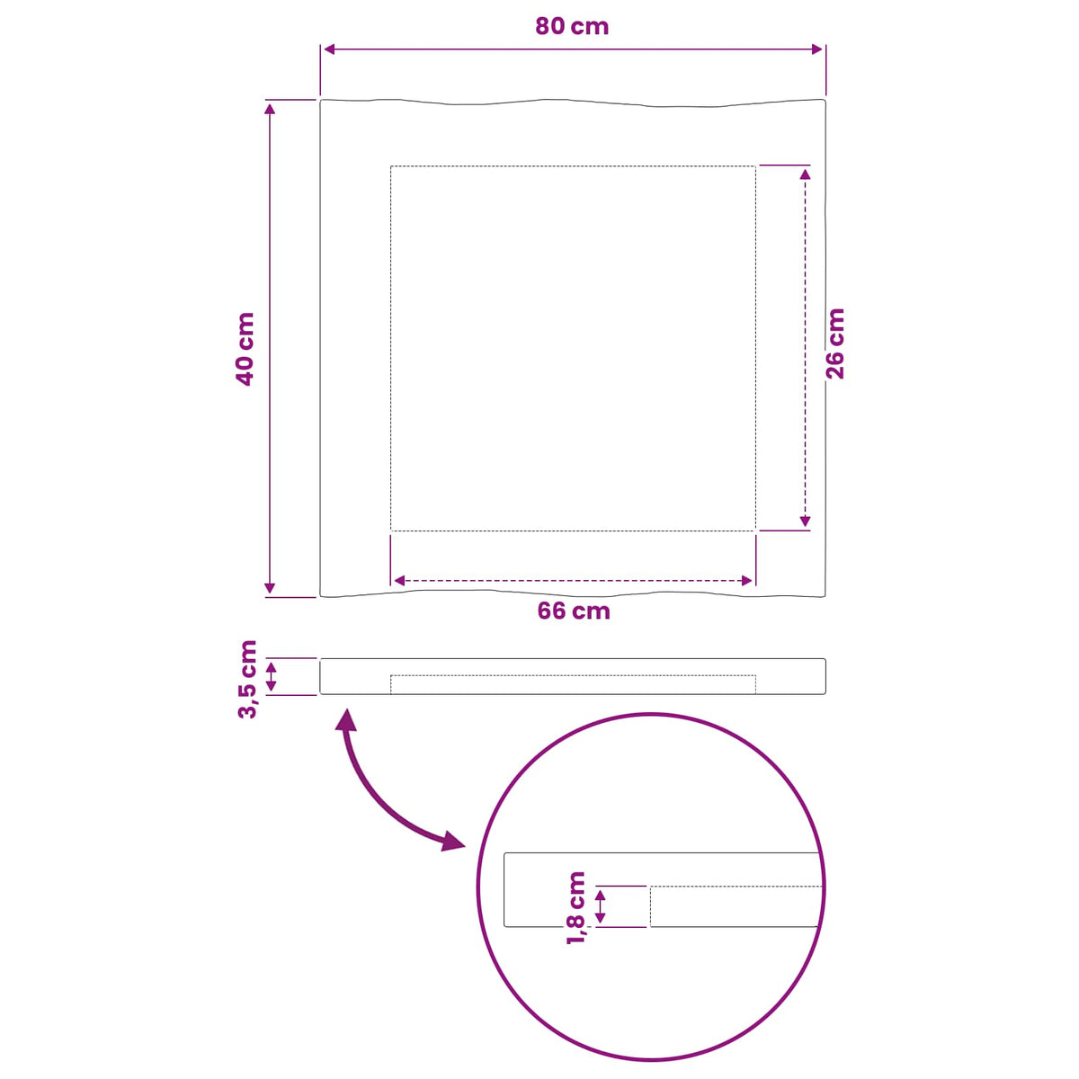 vidaXL Prostokątny Blat Stołu 80 x 40 x 3 cm Prostokątny