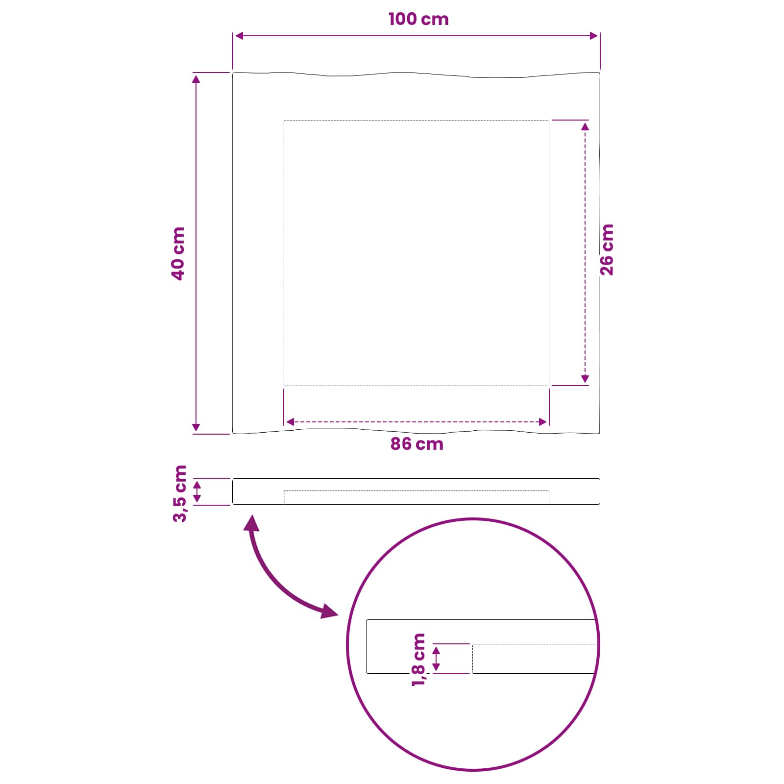 vidaXL Prostokątny Blat Stołu 100 x 40 x 3 cm Prostokątny