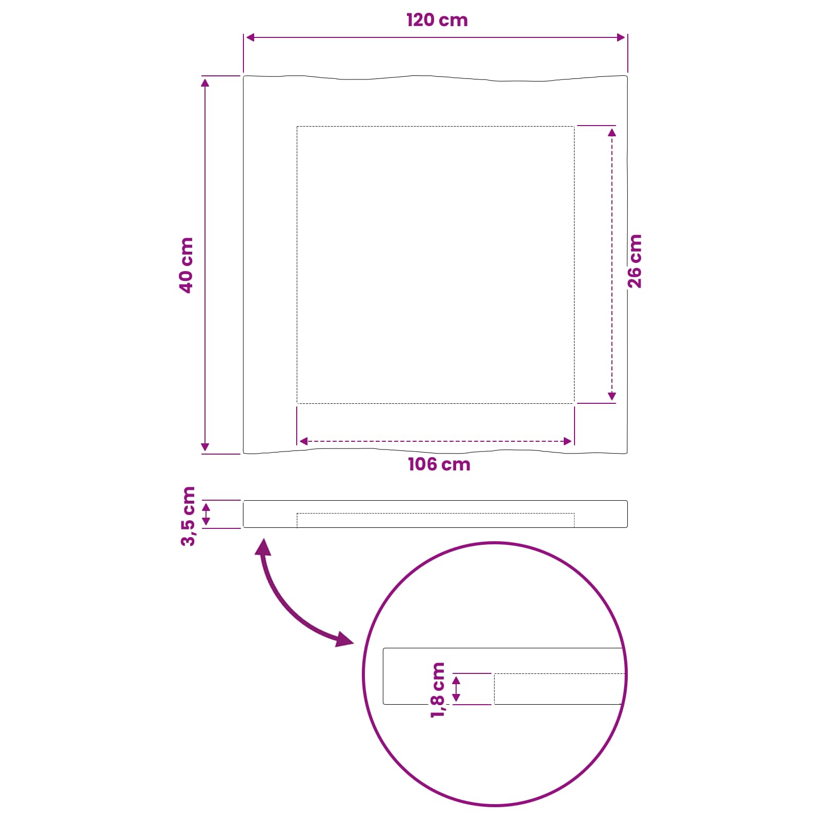 vidaXL Prostokątny Blat Stołu 120 x 40 x 3 cm Prostokątny