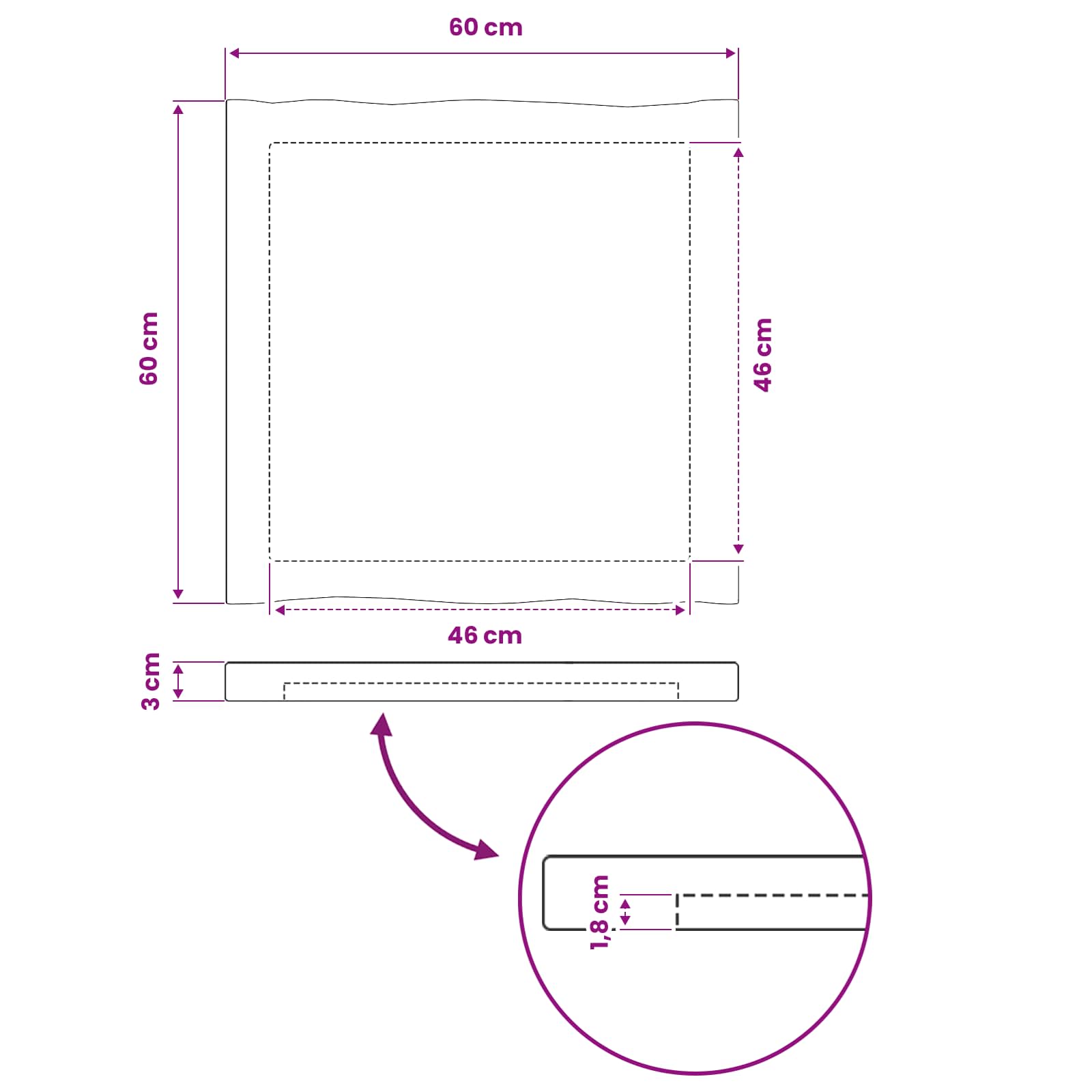 vidaXL Prostokątny Blat Stołu 60 x 60 x 3 cm Kwadrat
