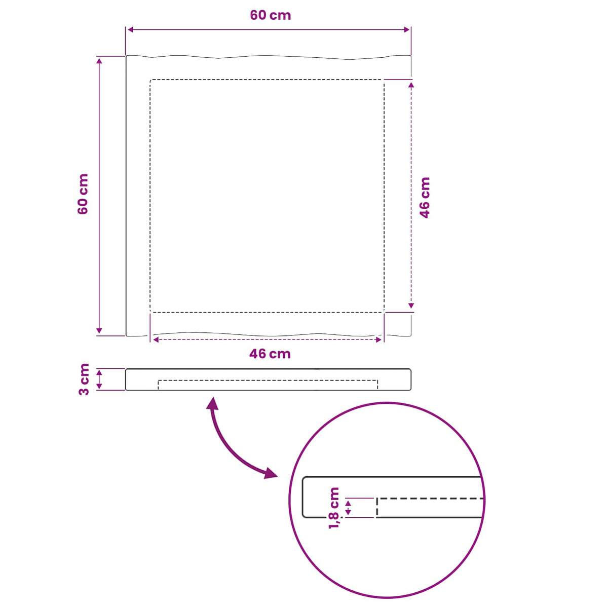 vidaXL Prostokątny Blat Stołu 60 x 60 x 3 cm Kwadrat