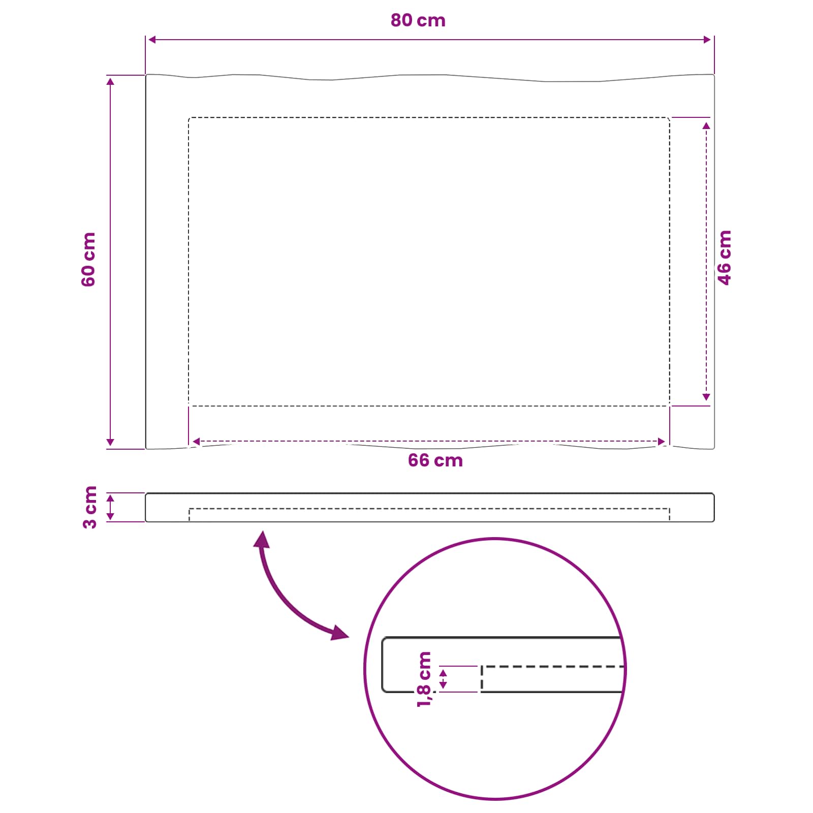 vidaXL Prostokątny Blat Stołu 80 x 60 x 3 cm Prostokątny