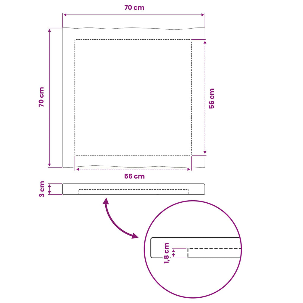 vidaXL Prostokątny Blat Stołu 70 x 70 x 3 cm Kwadrat
