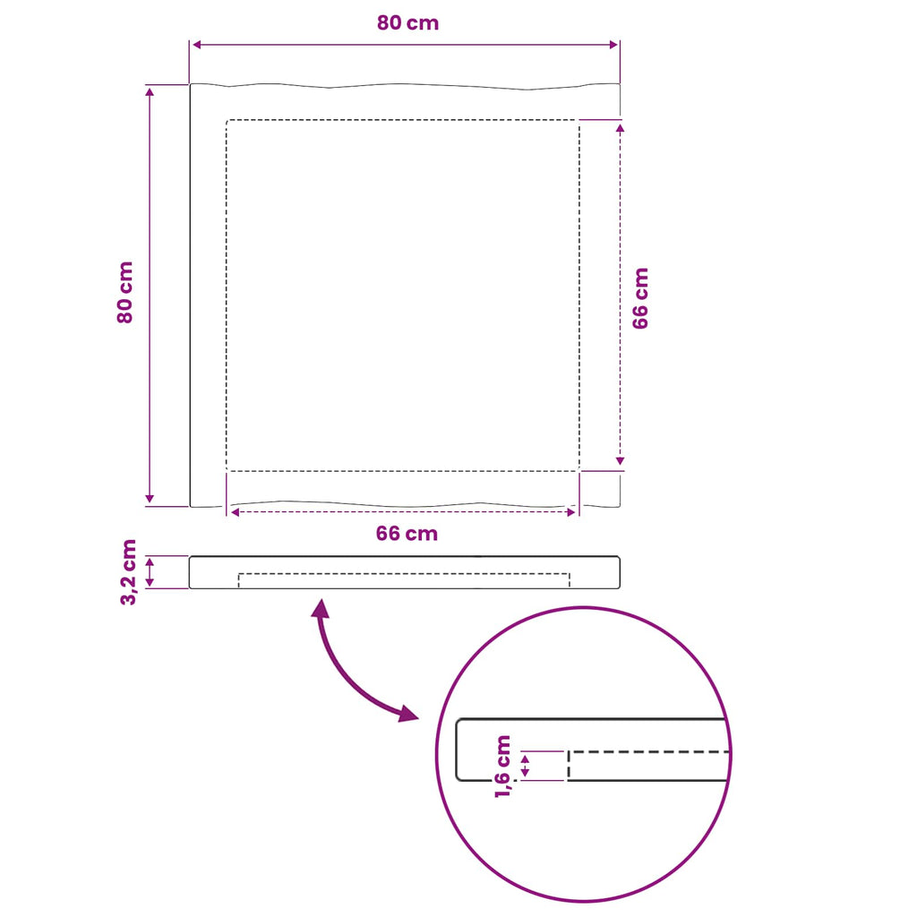 vidaXL Prostokątny Blat Stołu 80 x 80 x 3,2 cm Kwadrat