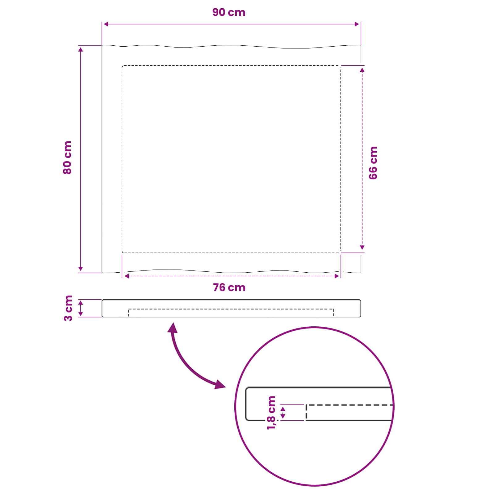 vidaXL Prostokątny Blat Stołu 90 x 80 x 3 cm Prostokątny