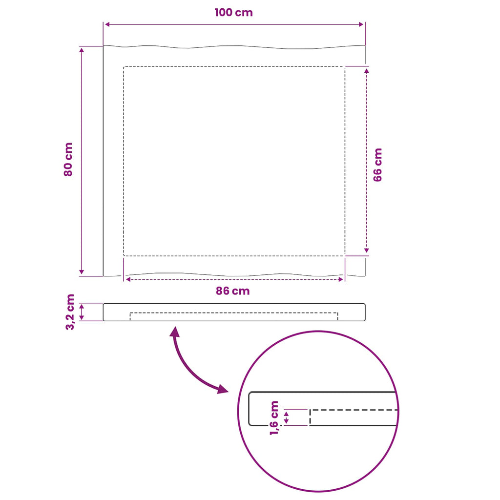 vidaXL Prostokątny Blat Stołu 100 x 80 x 3,2 cm Prostokątny
