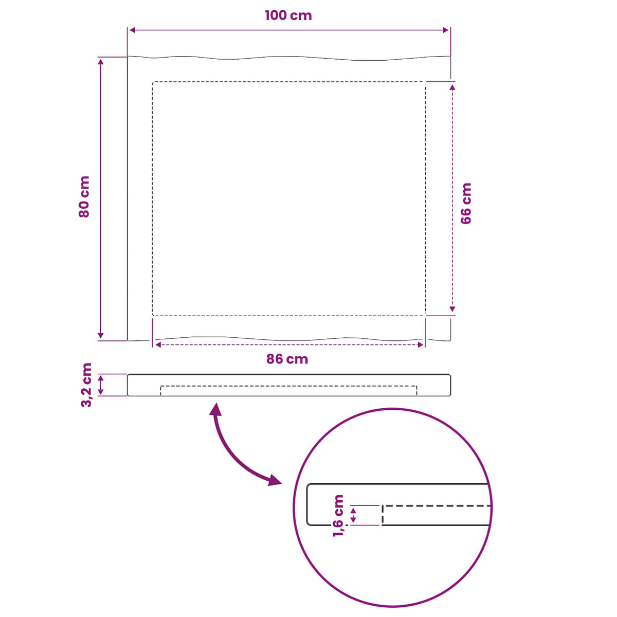 vidaXL Prostokątny Blat Stołu 100 x 80 x 3,2 cm Prostokątny
