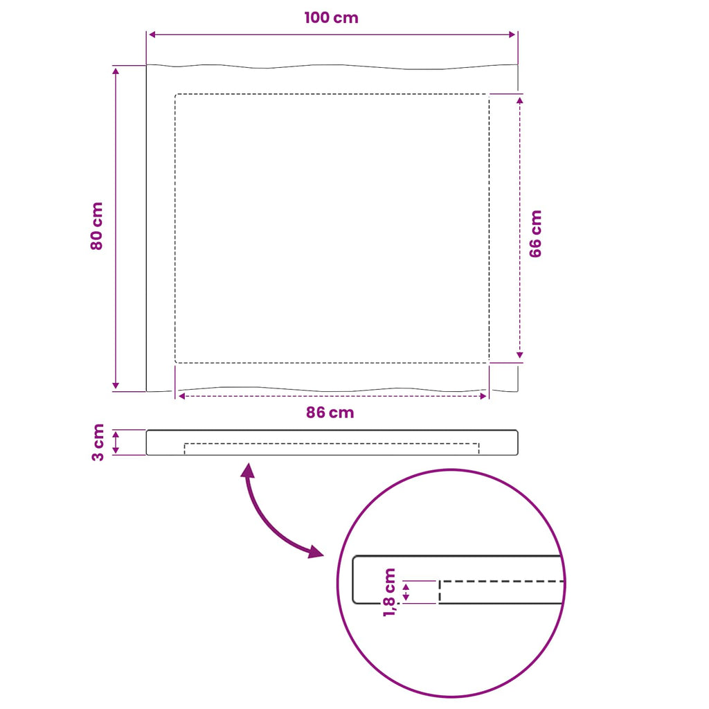 vidaXL Prostokątny Blat Stołu 100 x 80 x 3 cm Prostokątny