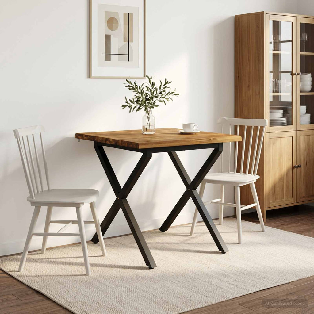vidaXL 90 x 90 x 75 cm Lite Drewno Akacji Naturalny i czarny Kwadrat