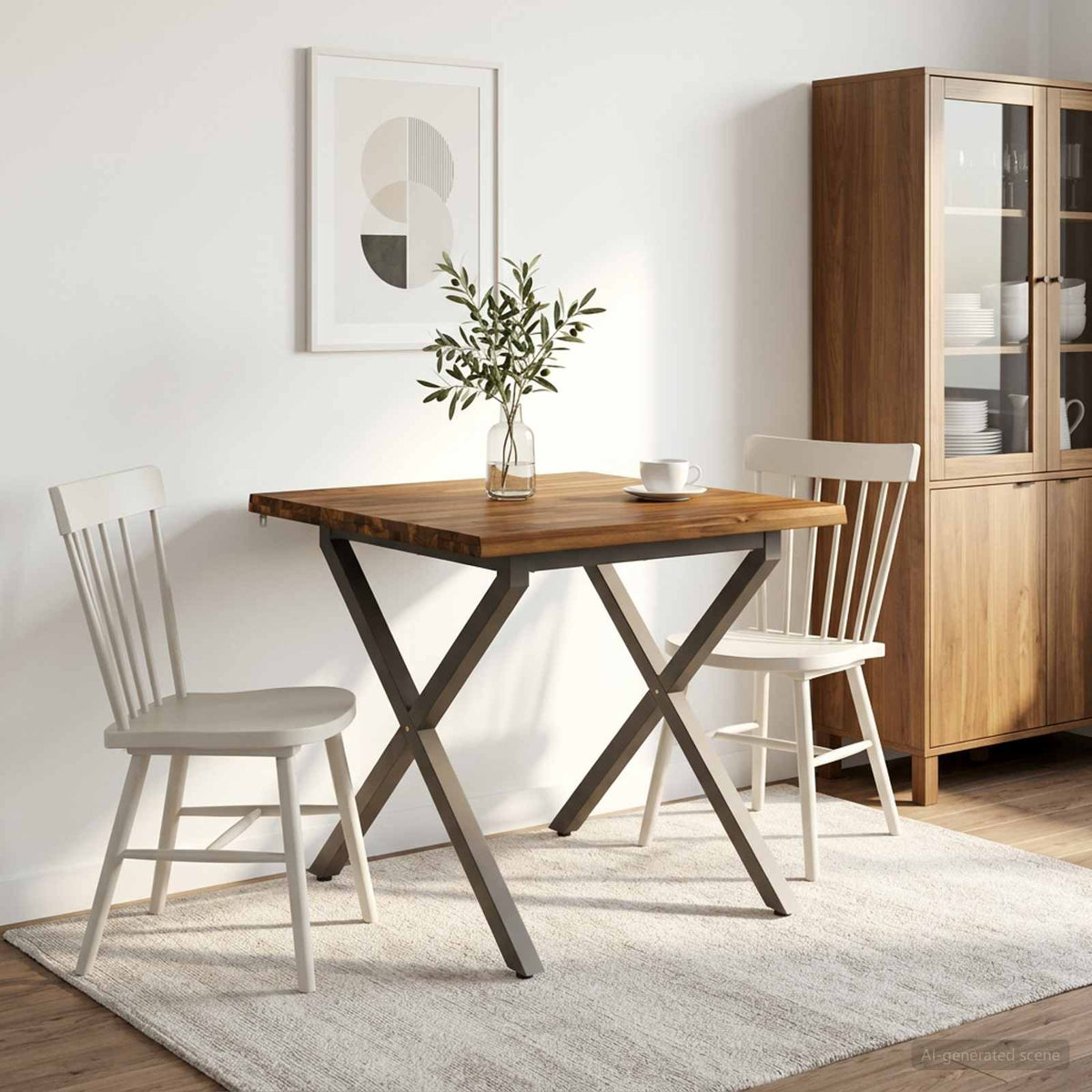 vidaXL 80 x 80 x 75 cm Lite Drewno Akacji Naturalny i kawowy Kwadrat