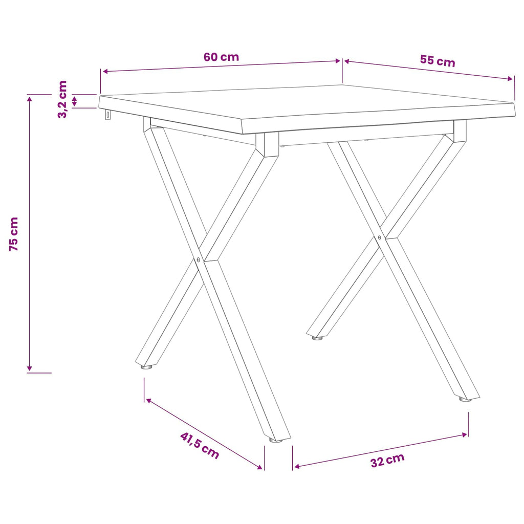 vidaXL 60 x 55 x 75 cm Lite Drewno Akacji biały i czarny Prostokątny