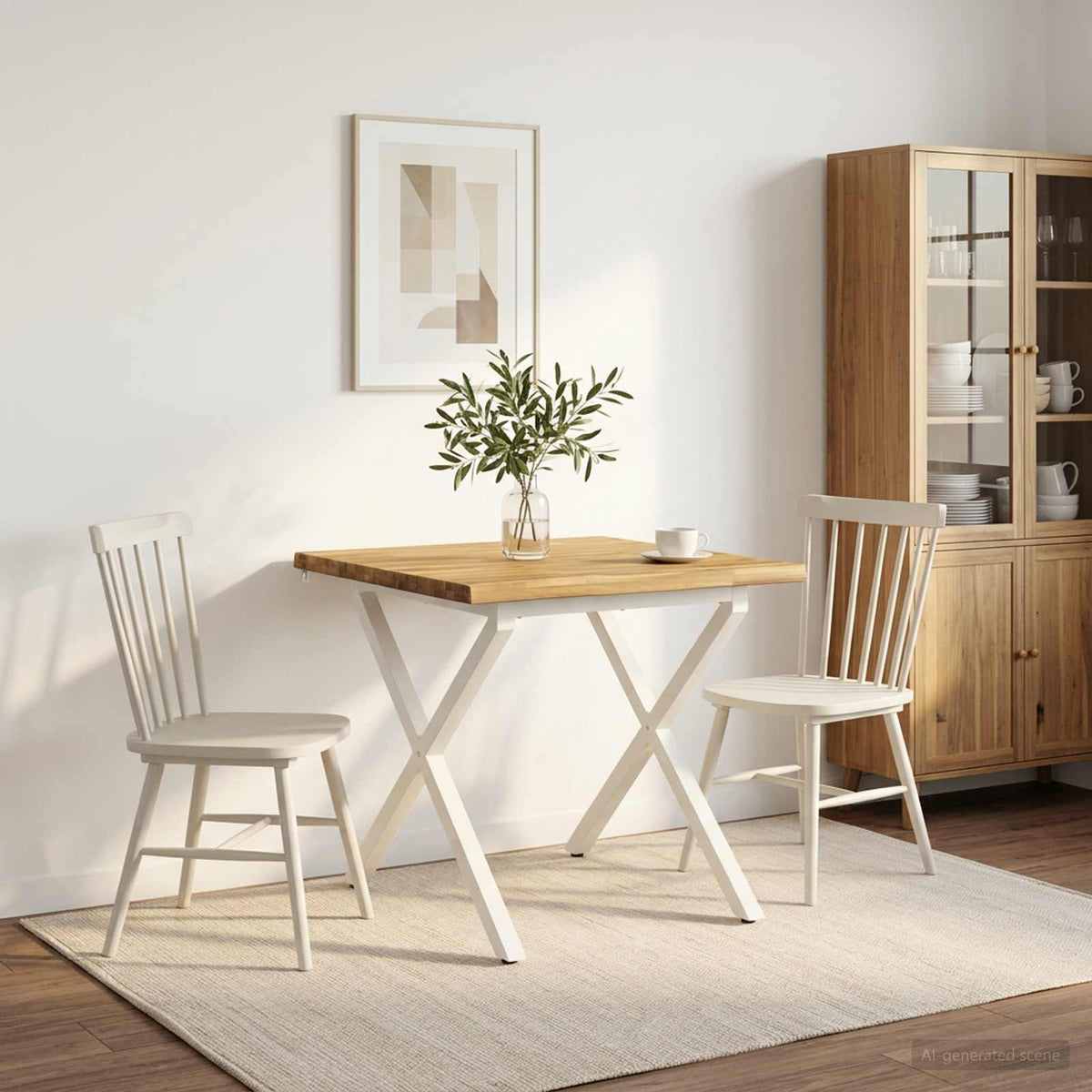 vidaXL 90 x 90 x 75 cm Lite Drewno Akacji Biały Kwadrat