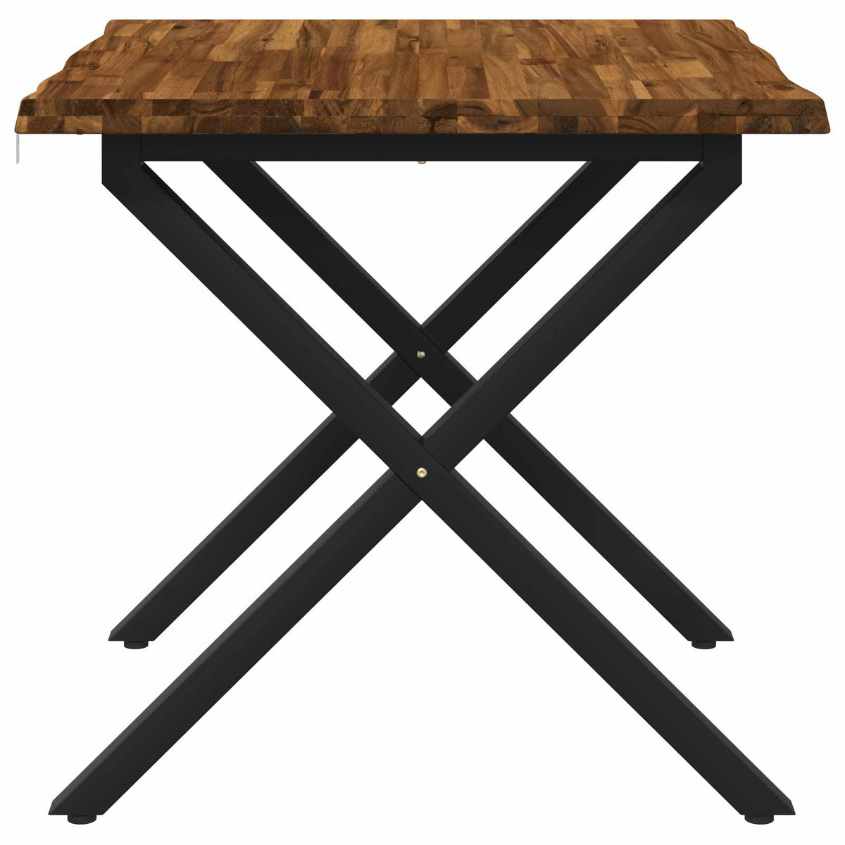 vidaXL 70 x 70 x 75 cm Lite Drewno Akacji Naturalny i czarny Kwadrat