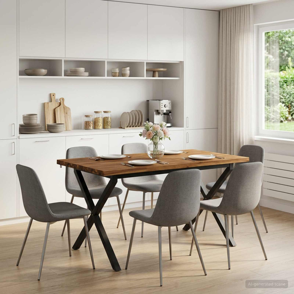 vidaXL 120 x 80 x 75 cm Lite Drewno Akacji Naturalny i czarny