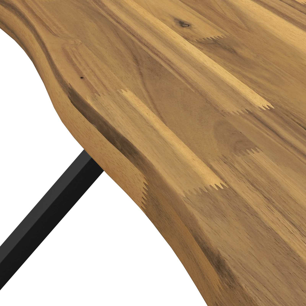 vidaXL 120 x 80 x 75 cm Lite Drewno Akacji biały i czarny Prostokątny